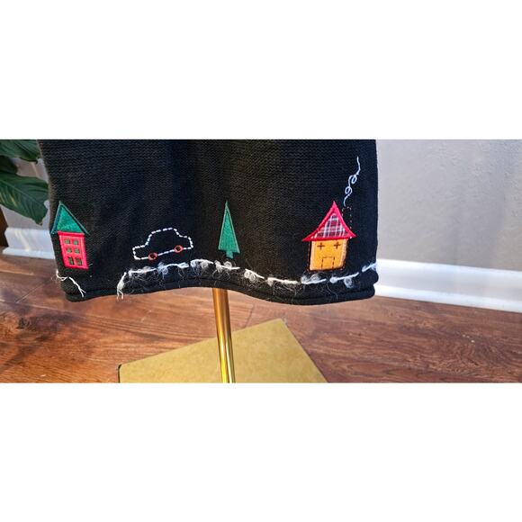 NWT Vintage Quacker Factory Christmas Sweater and‎ Skirt Set Women Size M Black - Picture 4 of 10